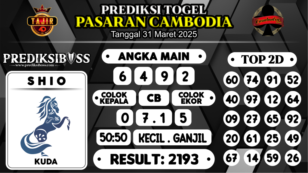 https://prediksibossviva.com/prediksi-boss-togel-cambodia-senin-31-maret-2025/